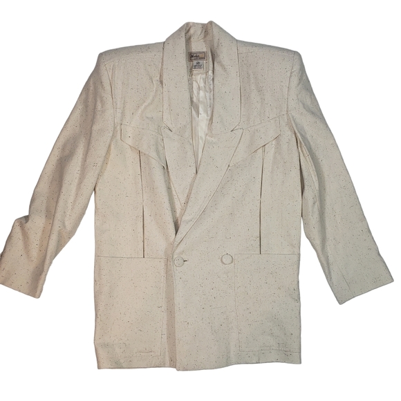 Naturelle George Georgiou Tan Beige 100% Silk Blazer Sz XS Western Style Jacket - Picture 6 of 16